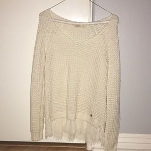 Cream v neck sweater